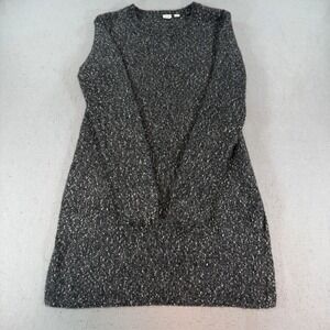 Gap Womens Gray Marled Knit Crew Neck Long Sleeve Mini Sweater Dress Size Small